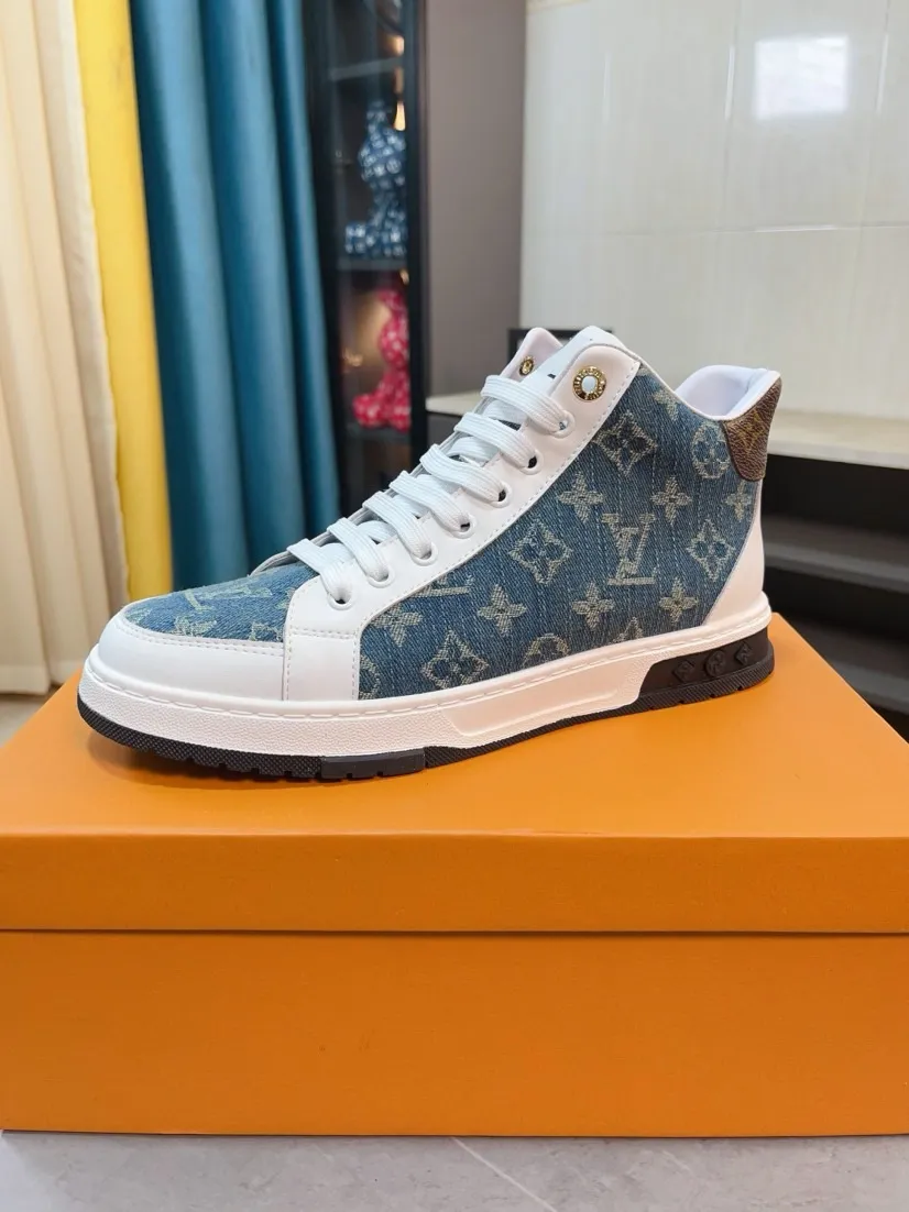 Men's shoes💰420🌹🌹[LV] The latest masterpiece of high-top men's shoes: the upper is made of first-layer cowhide imported from Italy with special materials➕full genuine leather lining🔥, making walking more convenient and comfortable! Exclusive new style, stunning work [color]! Create a fashionable personality to set off your uniqueness! A must-have for trendy men! Classic🔥Number: 38-44